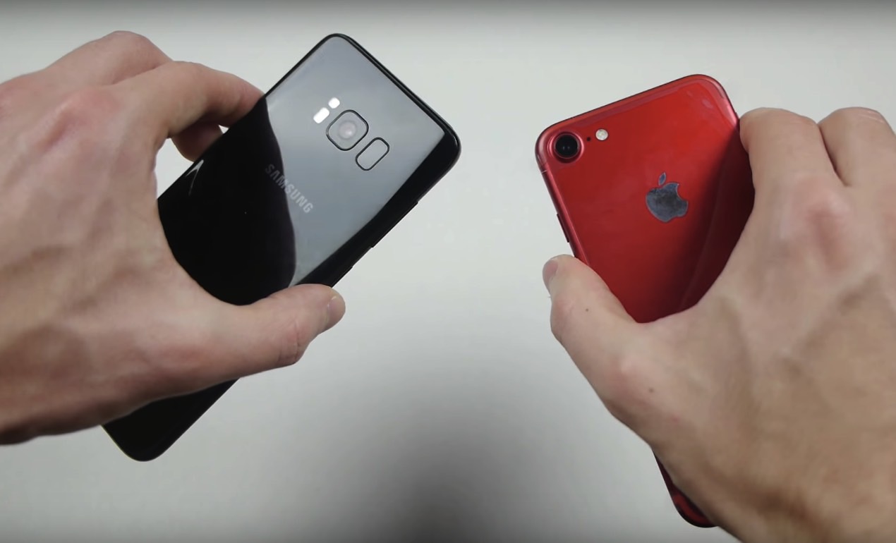 Galaxy S8 vs iPhone 7 Drop Test