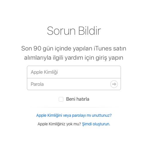 App Store Para İadesi Giriş Sayfası